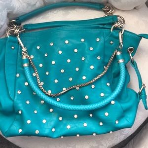 Teal leather purse